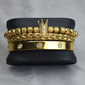 Pineapple Ball Crown Twist Woven Mesh With Diamond Digital Bracelet Set (Option: A)