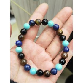 Tiger Eye Volcano Stone Orchid Pine Matte Blue Gold Stone Bracelet (Option: Style A)