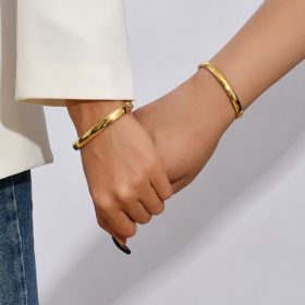 Two Piece Set Of Fashionable Hot Selling Metal Stainless Steel Material Couple Style Men's And Women's Wristbands Bracelet Gift (Option: defaulttitle)