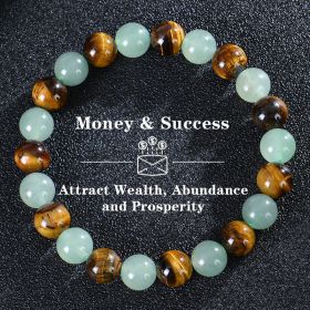 Natural Tiger Eye & Green Jade Bracelet For Abundance Handcrafted Beads For Energy & Style Adults Money & Success (Option: Natural Tiger Eye Stone)