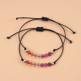 Colorful Beaded Bisexual Couple Card Bracelet Acrylic Ball Weave Adjustable Women's Bracelet (Option: Purple)