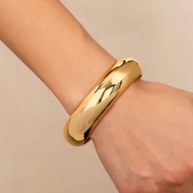 1pcs Fashionable And Personalized Smooth Copper Plated 18k Bracelet, Suitable For Daily Wear During Festivals And Gatherings (Option: Golden)