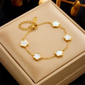 Small Fresh And Lovely Green Drop Gum Flower Gold Bracelet Jewelry (Option: White-1PCS)